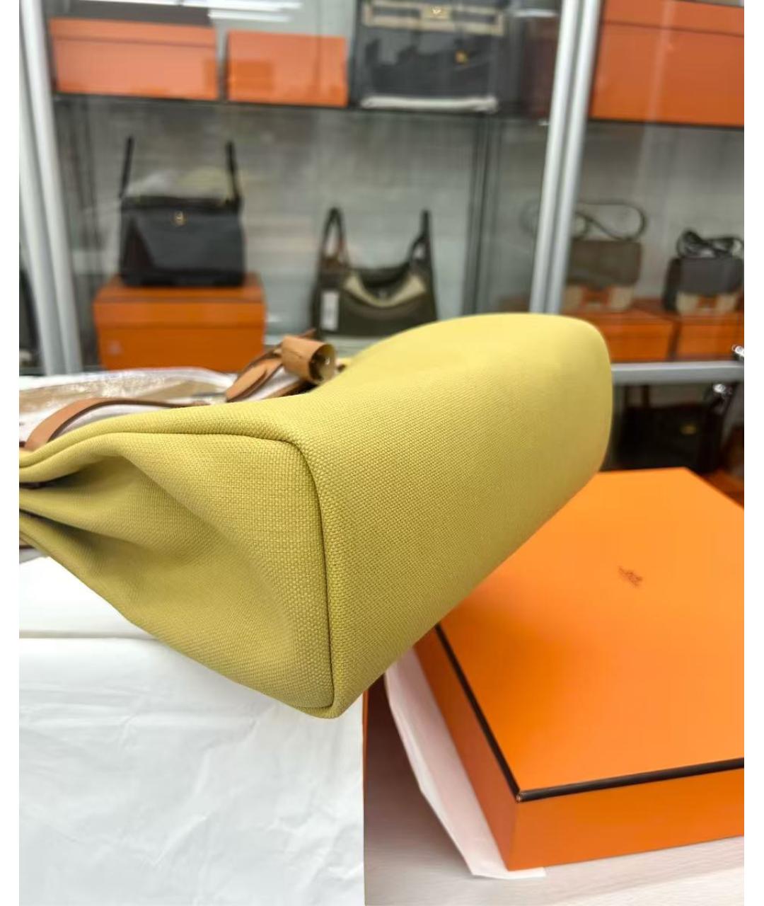 HERMES Желтая тканевая сумка через плечо, фото 4