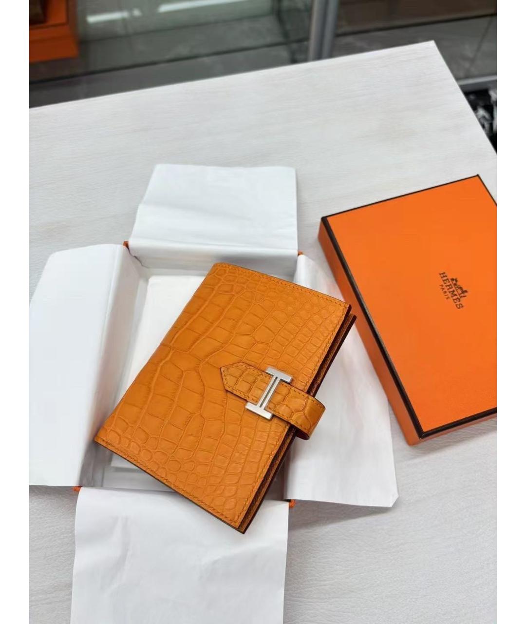 HERMES Желтый кожаный кошелек, фото 5