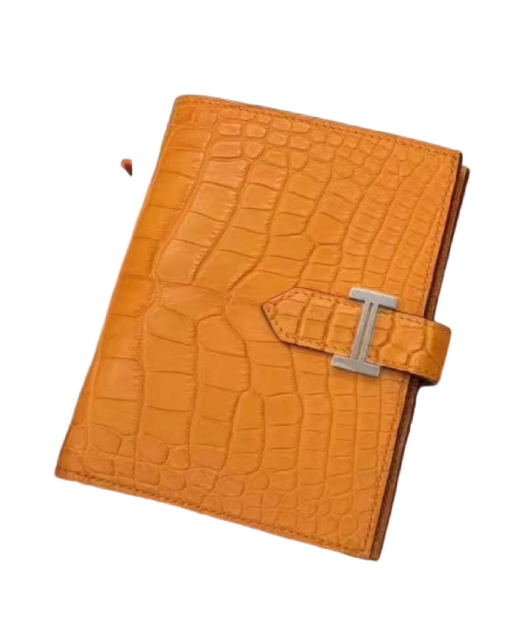 HERMES Желтый кожаный кошелек, фото 7