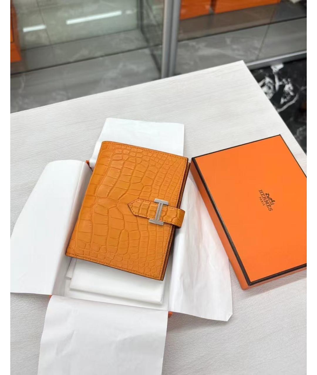 HERMES Желтый кожаный кошелек, фото 2