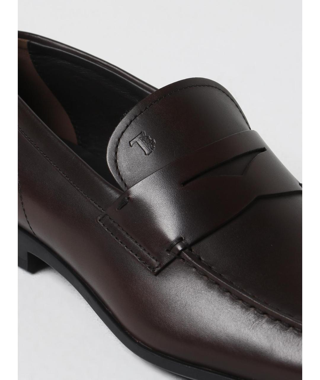 TOD'S Коричневые кожаные мокасины, фото 4