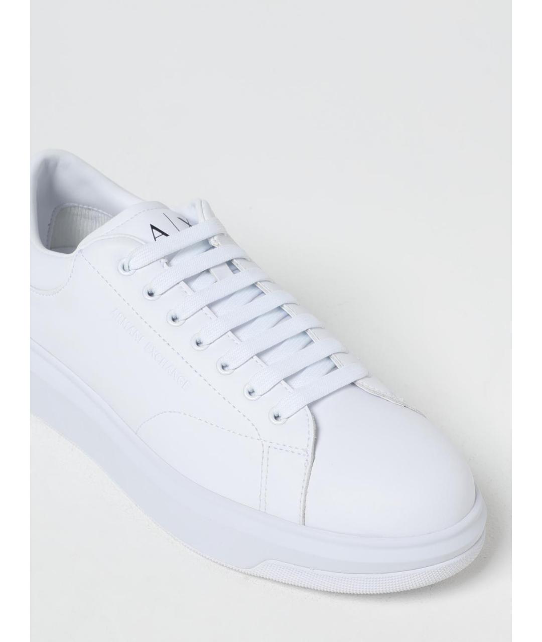 ARMANI EXCHANGE Белые кожаные низкие кроссовки / кеды, фото 4
