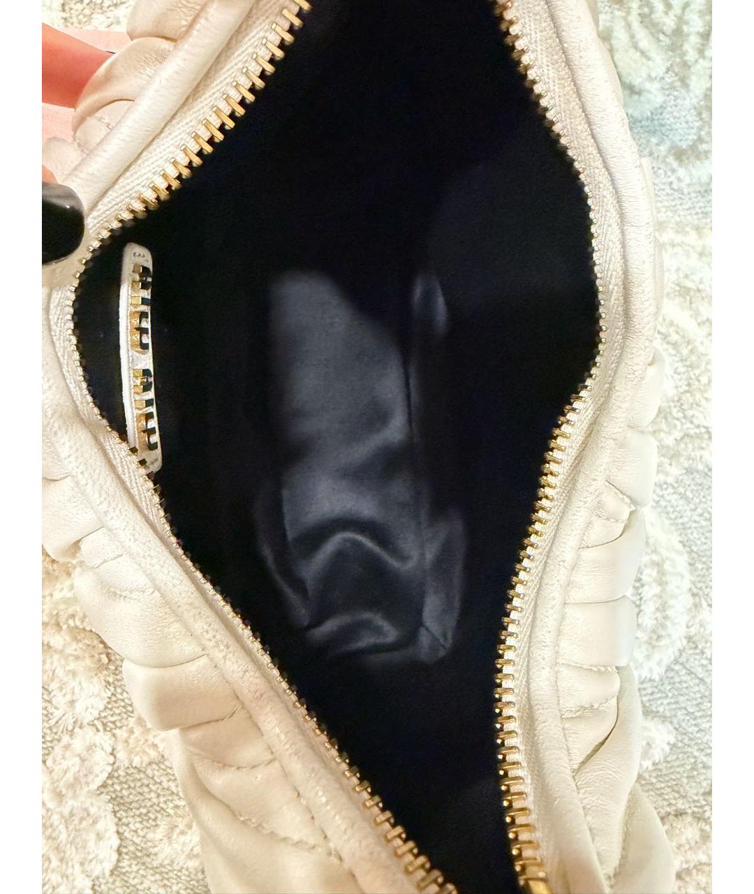 MIU MIU Белая кожаная сумка с короткими ручками, фото 5