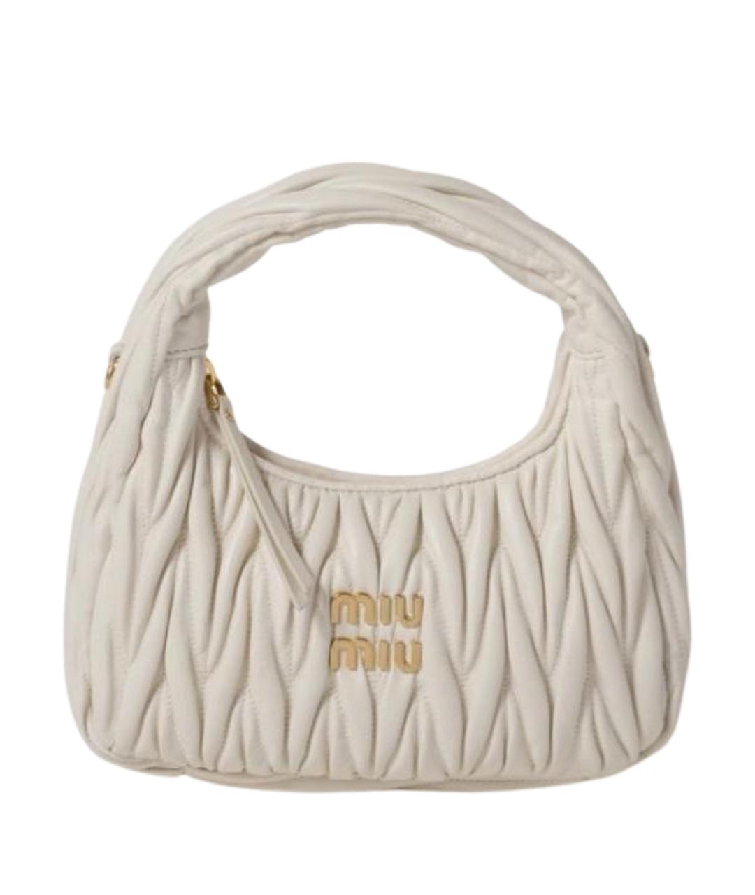 MIU MIU Белая кожаная сумка с короткими ручками, фото 1