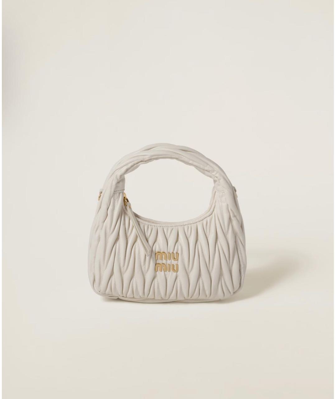 MIU MIU Белая кожаная сумка с короткими ручками, фото 6