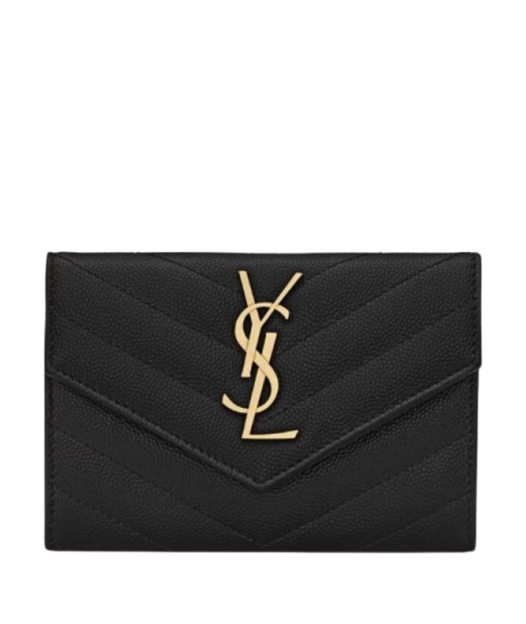 SAINT LAURENT Черный кожаный кошелек, фото 1