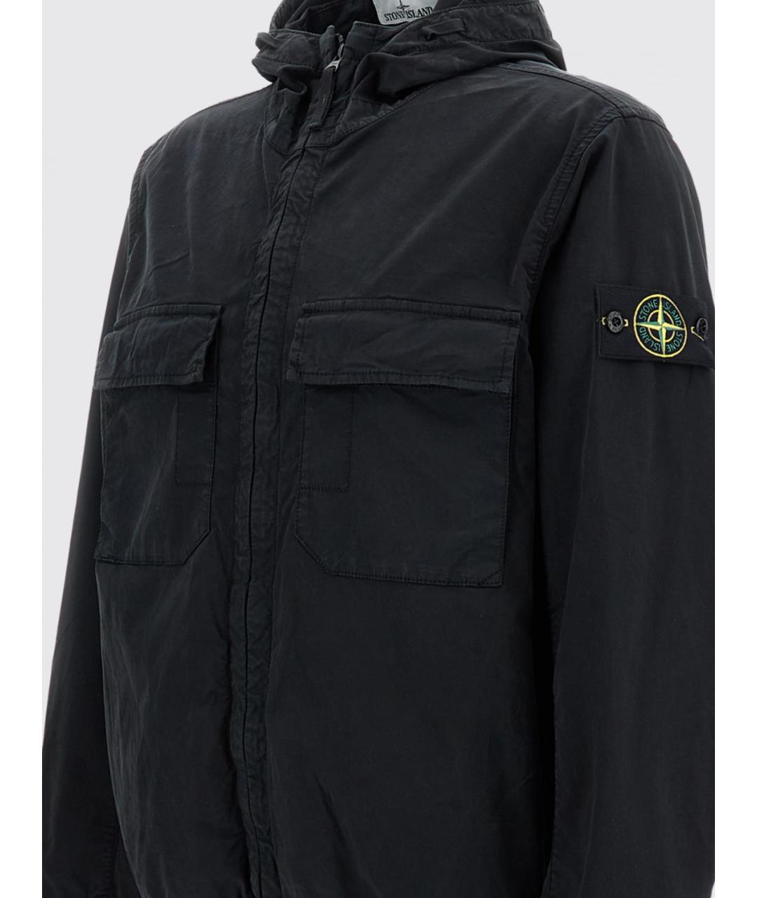 STONE ISLAND Черная хлопковая куртка, фото 4
