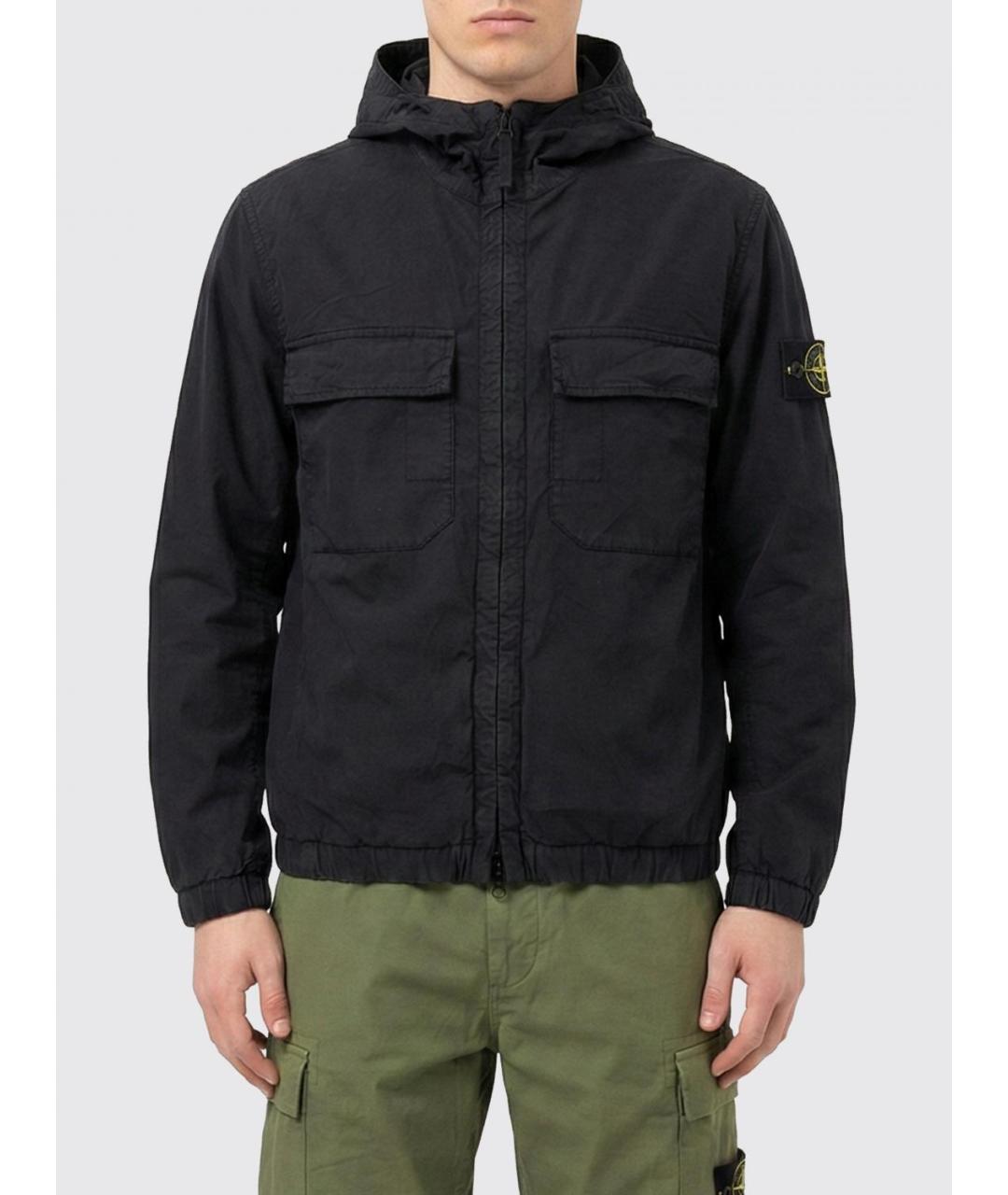 STONE ISLAND Черная хлопковая куртка, фото 2