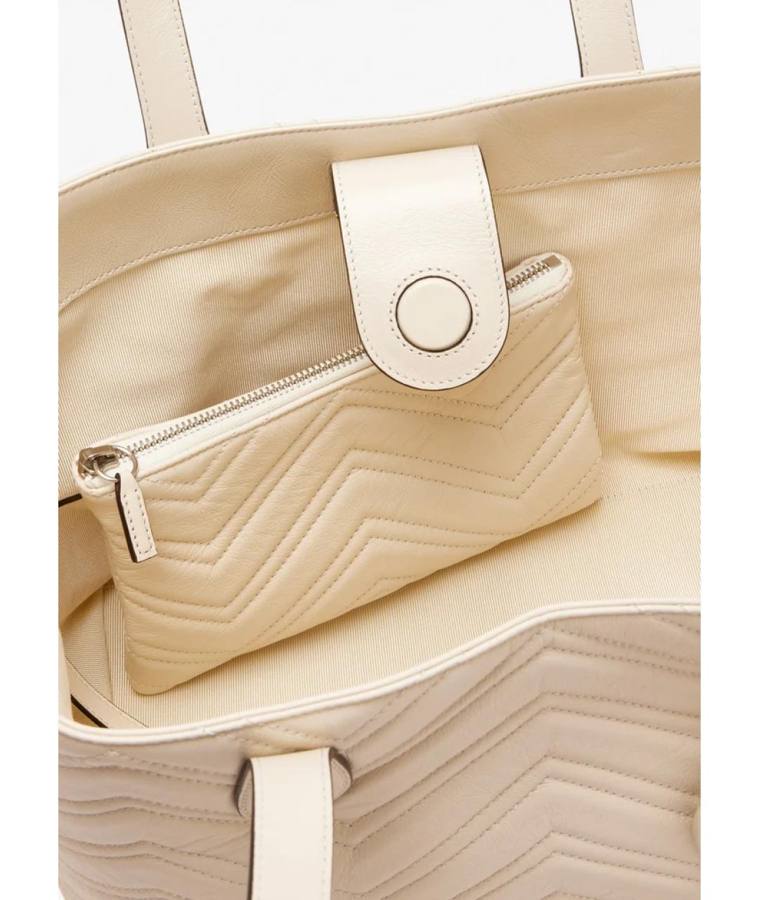 GUCCI Белая кожаная сумка тоут, фото 5