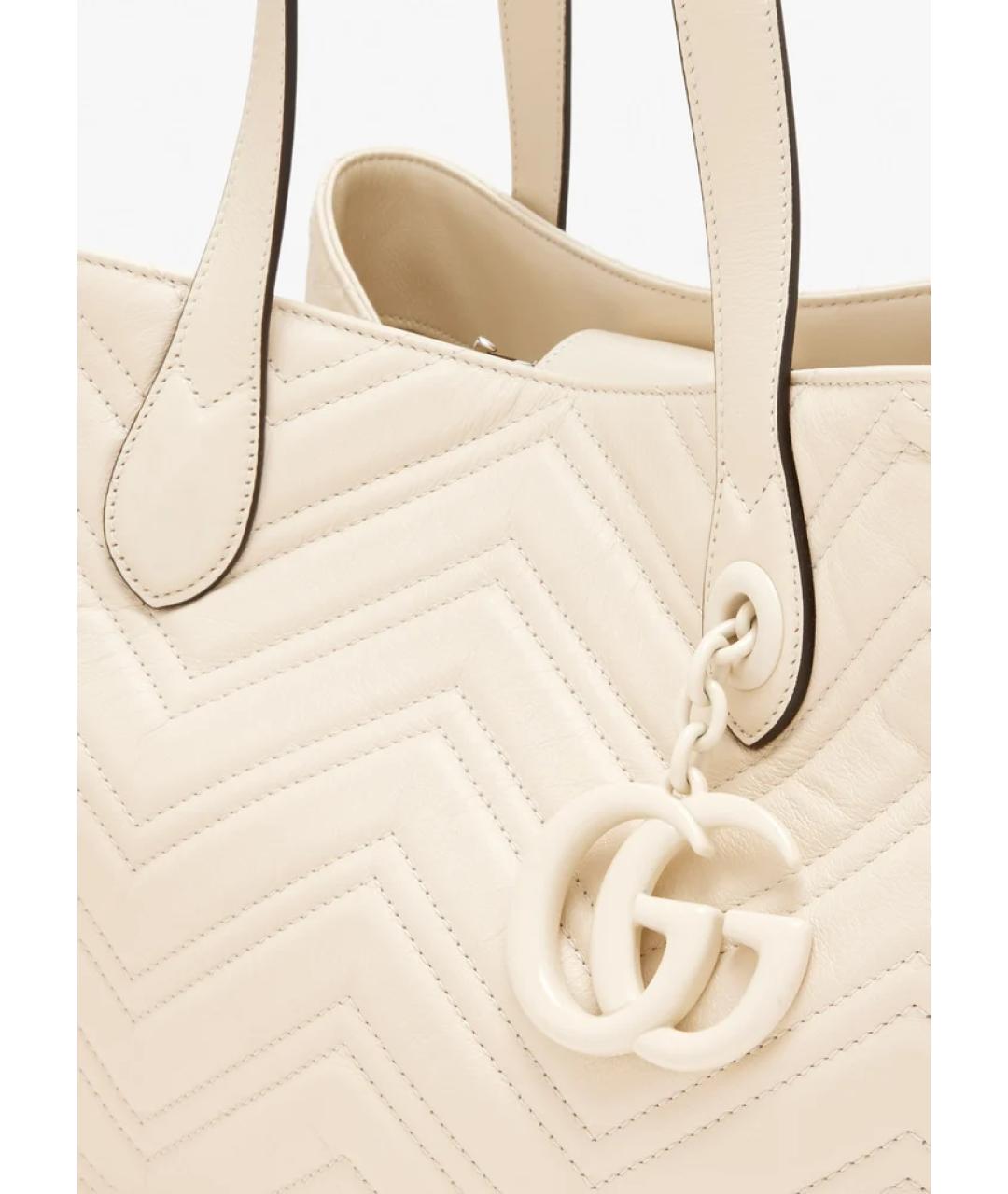 GUCCI Белая кожаная сумка тоут, фото 3