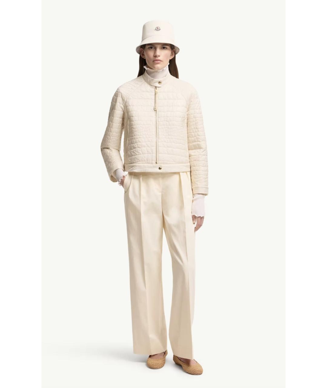 MONCLER Бежевые хлопковые прямые брюки, фото 2