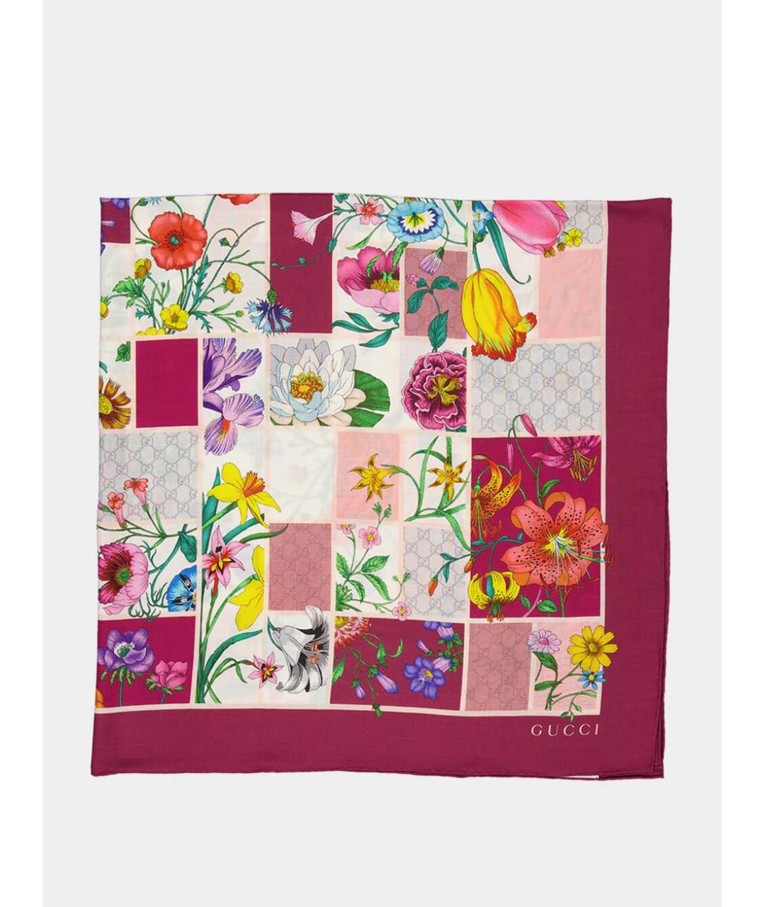 GUCCI Розовый шелковый платок, фото 4