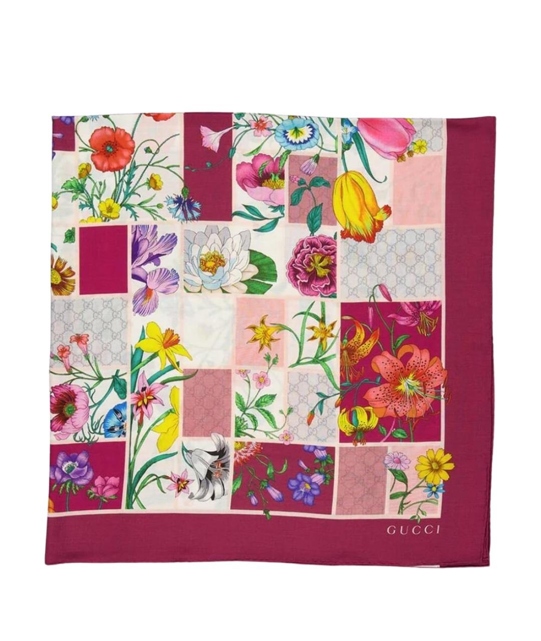 GUCCI Розовый шелковый платок, фото 1
