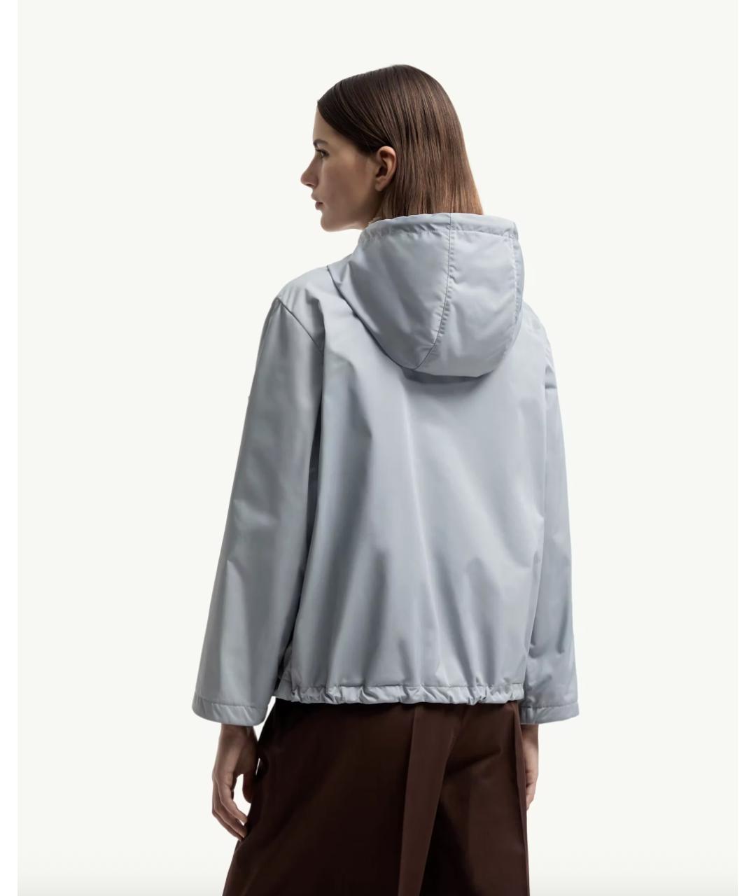 MONCLER Голубая полиэстеровая куртка, фото 5