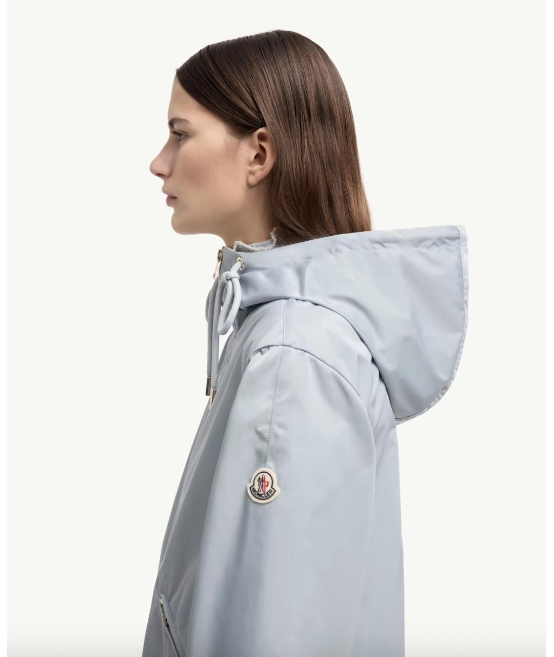 MONCLER Голубая полиэстеровая куртка, фото 3