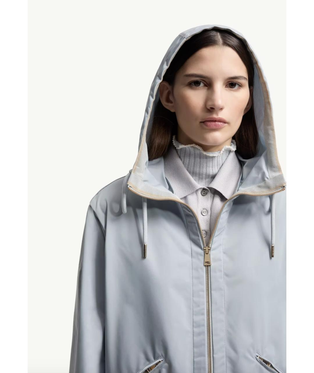 MONCLER Голубая полиэстеровая куртка, фото 6