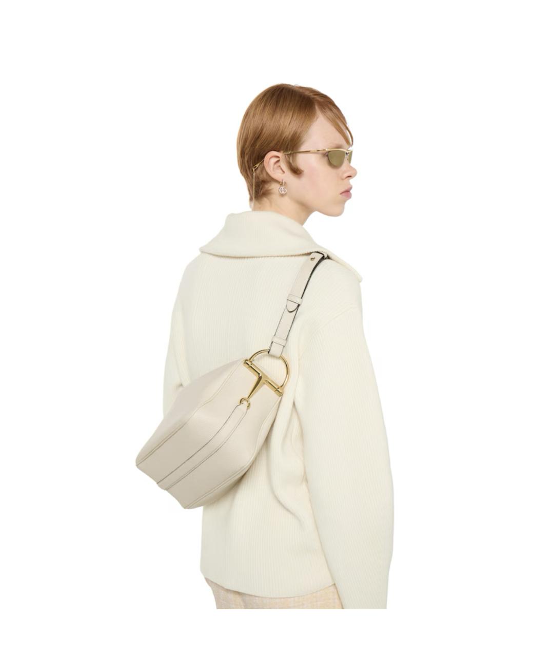 GUCCI Белая кожаная сумка через плечо, фото 3
