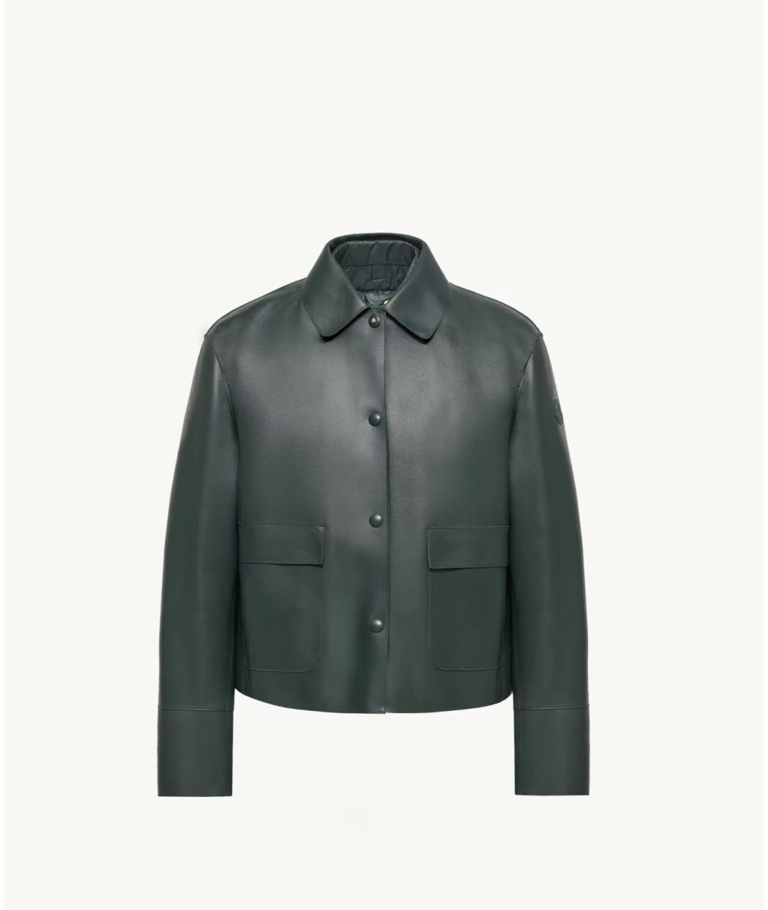 MONCLER Зеленая кожаная куртка, фото 6