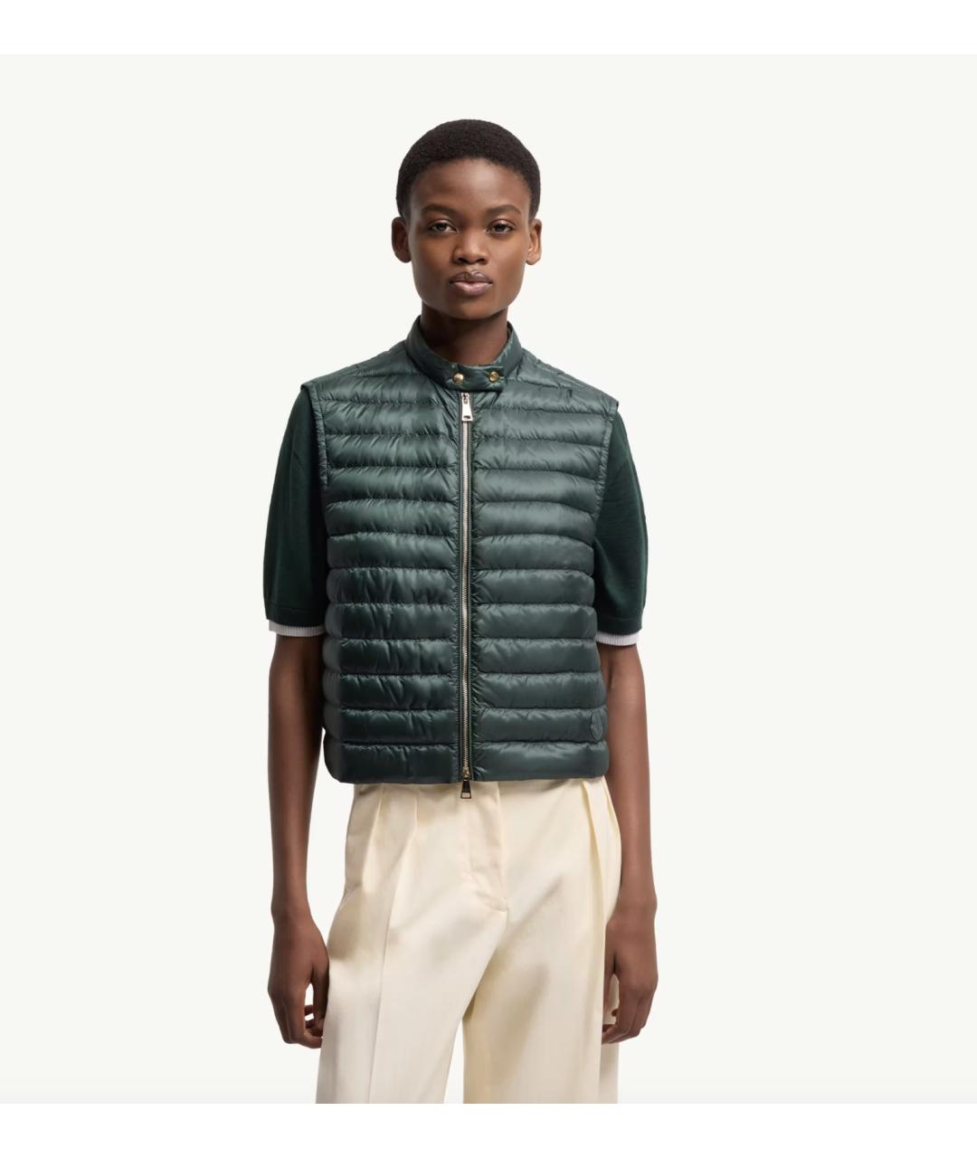 MONCLER Зеленая кожаная куртка, фото 5