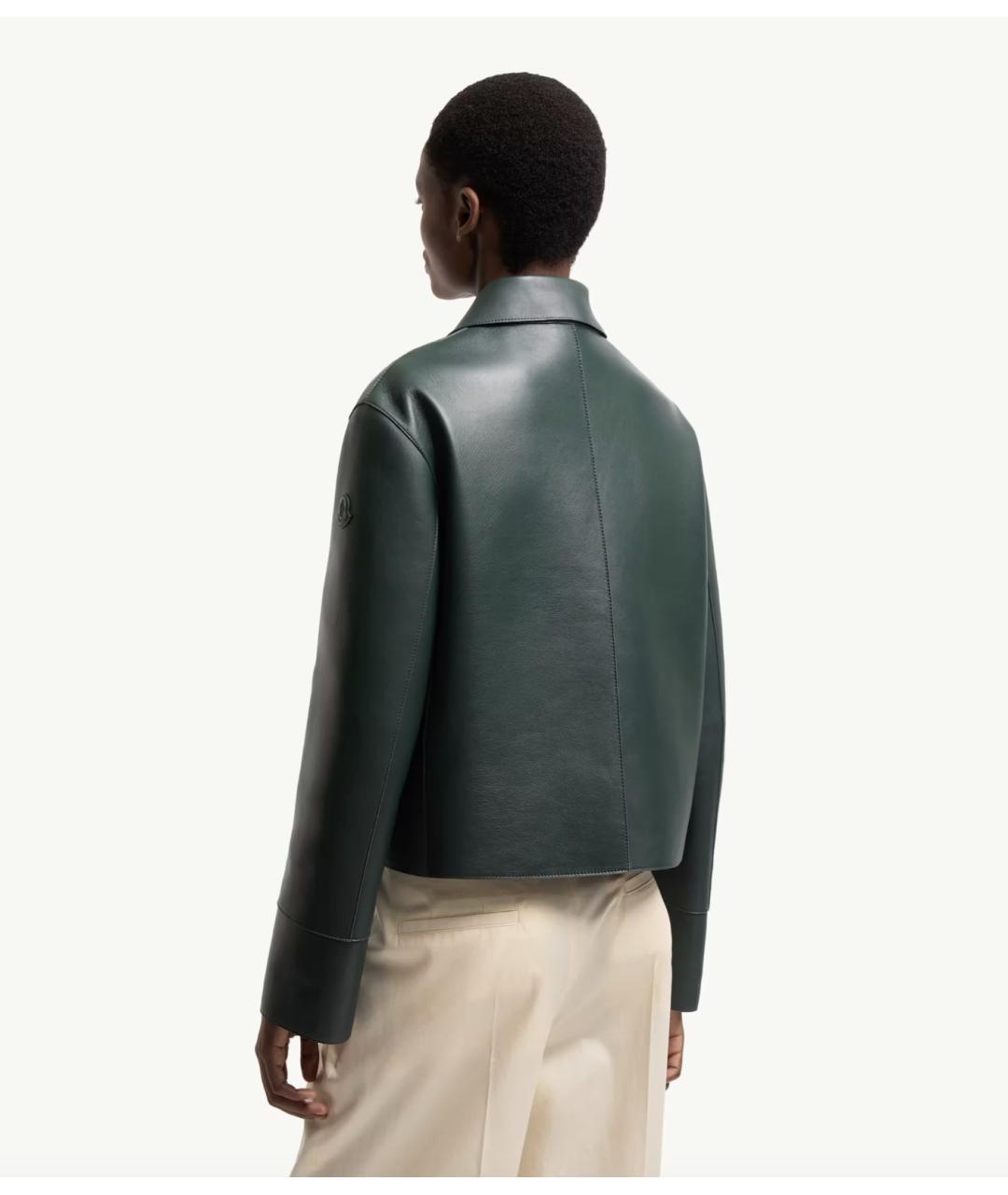 MONCLER Зеленая кожаная куртка, фото 4