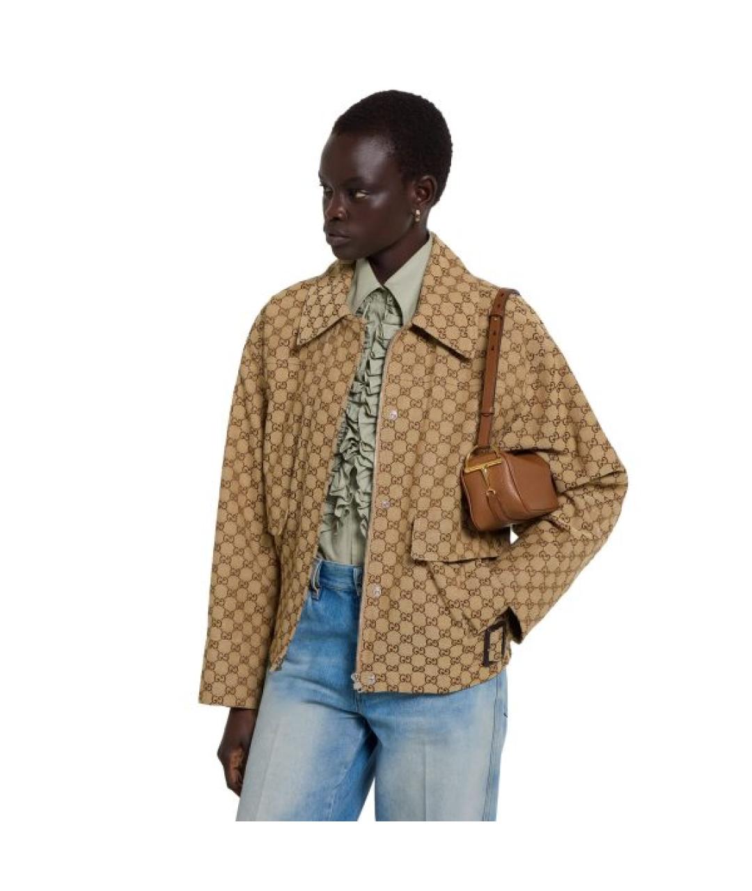 GUCCI Коричневая кожаная сумка через плечо, фото 2