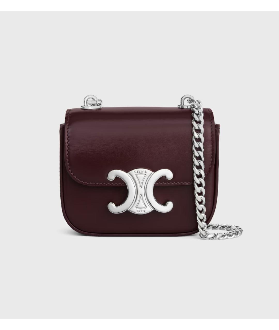 CELINE Бордовая кожаная сумка через плечо, фото 6