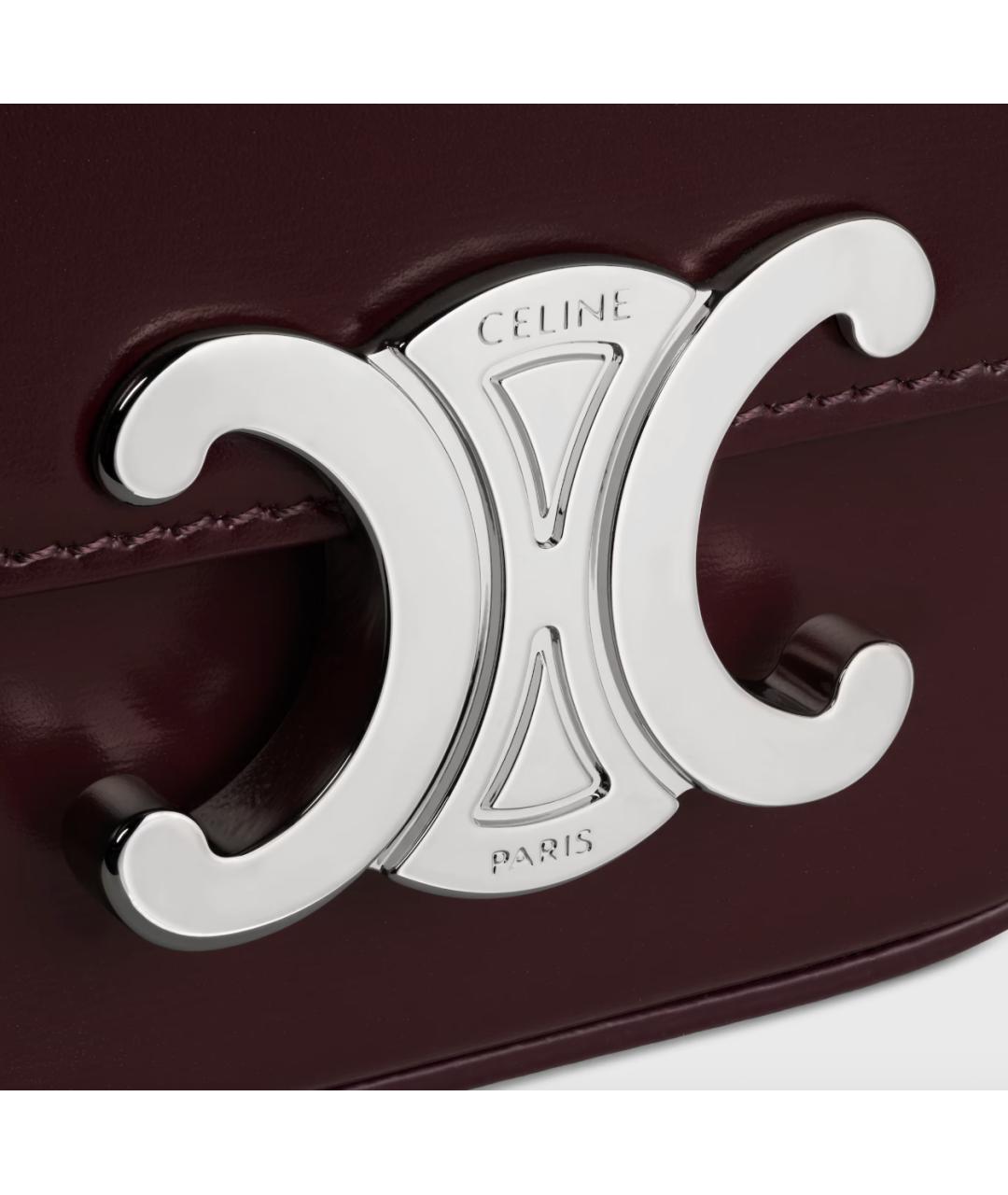 CELINE Бордовая кожаная сумка через плечо, фото 5