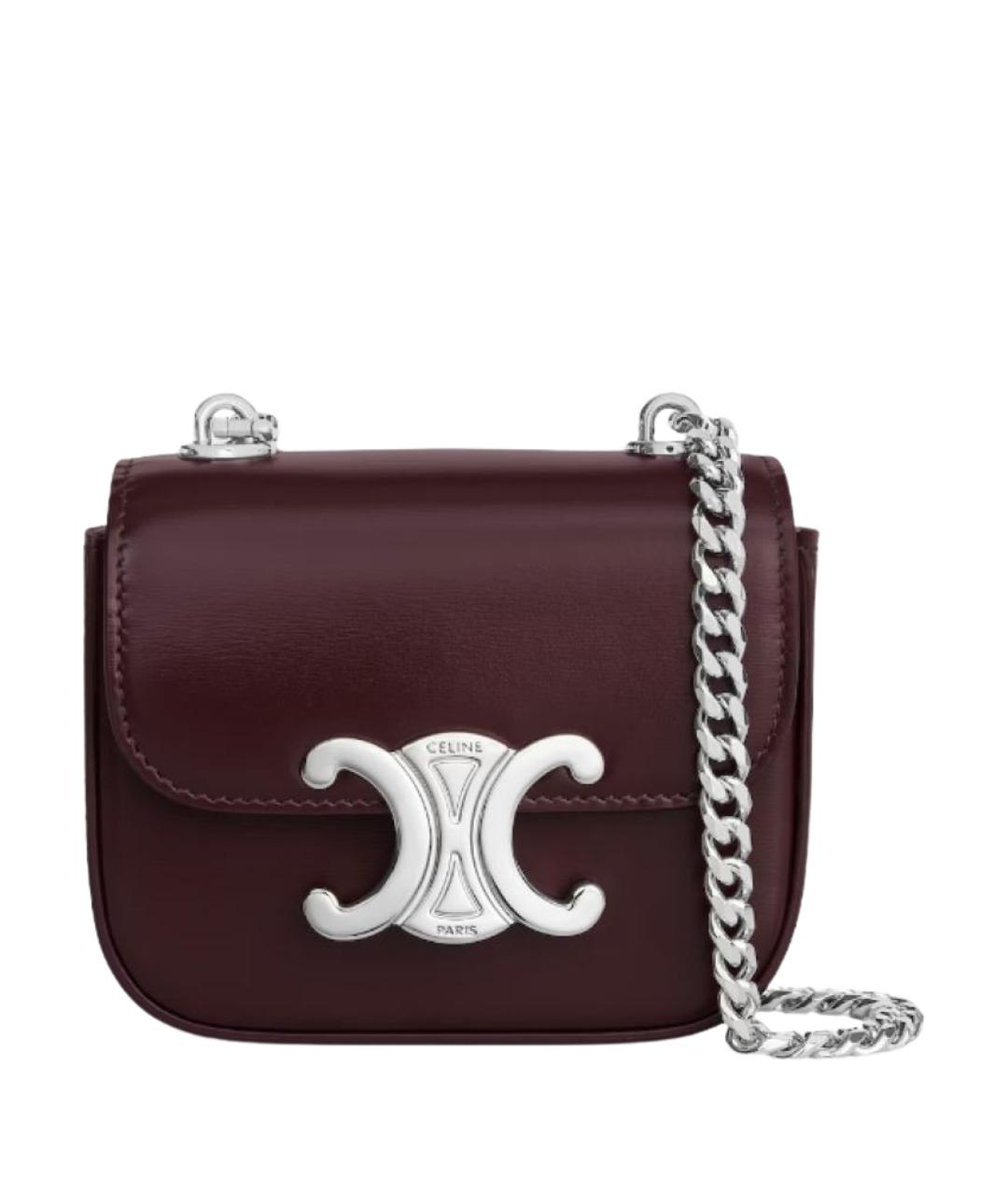 CELINE Бордовая кожаная сумка через плечо, фото 1