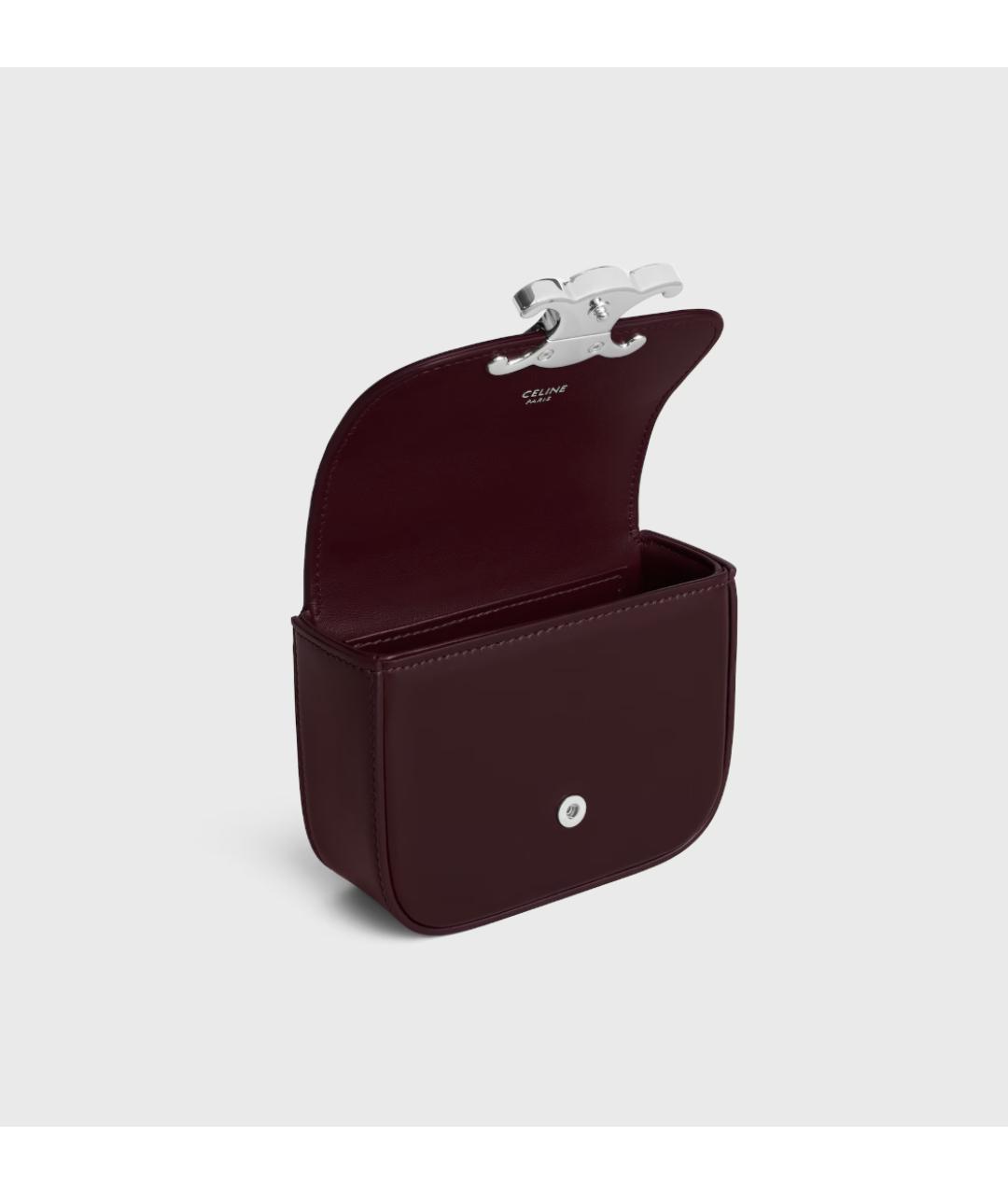 CELINE Бордовая кожаная сумка через плечо, фото 4