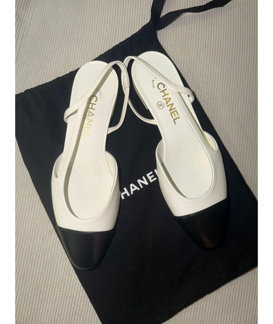 CHANEL Белые кожаные босоножки, фото 3