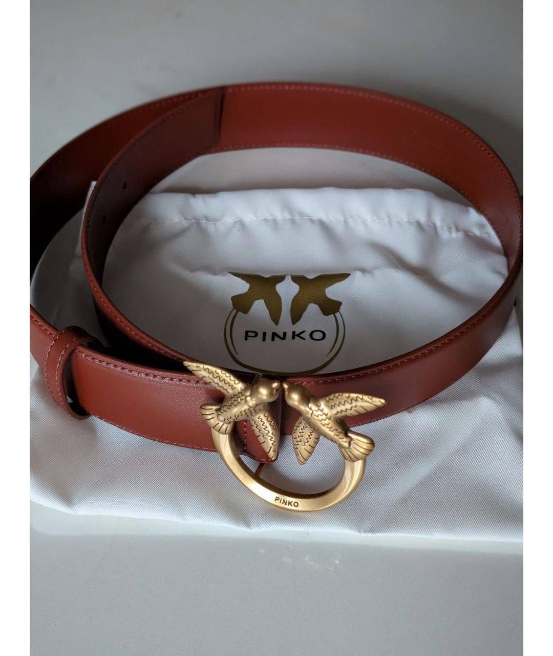 PINKO Коричневый кожаный ремень, фото 3
