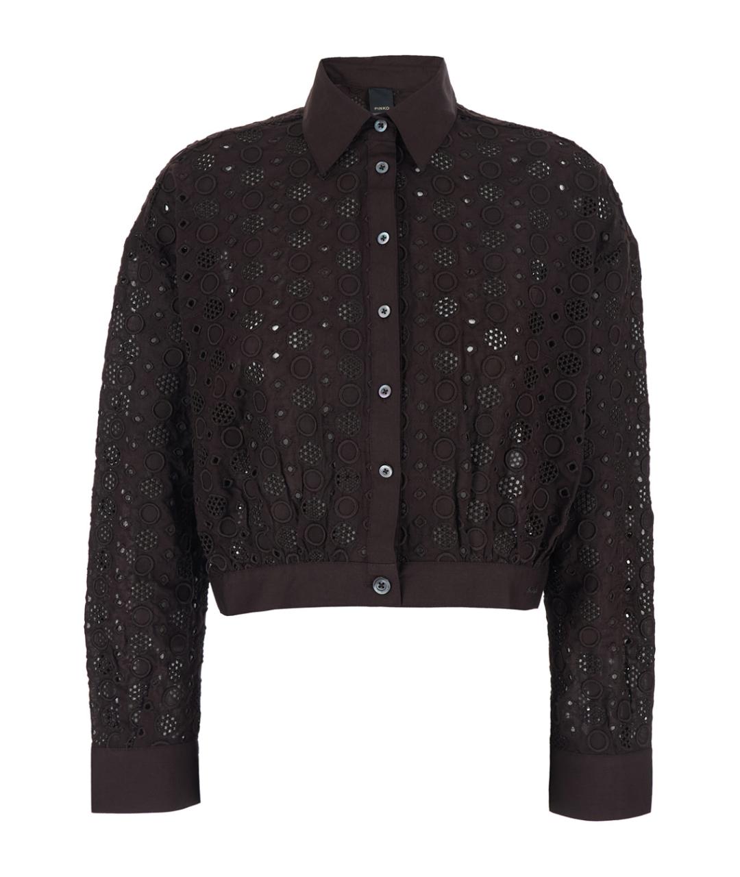 PINKO Коричневая хлопковая рубашка, фото 1