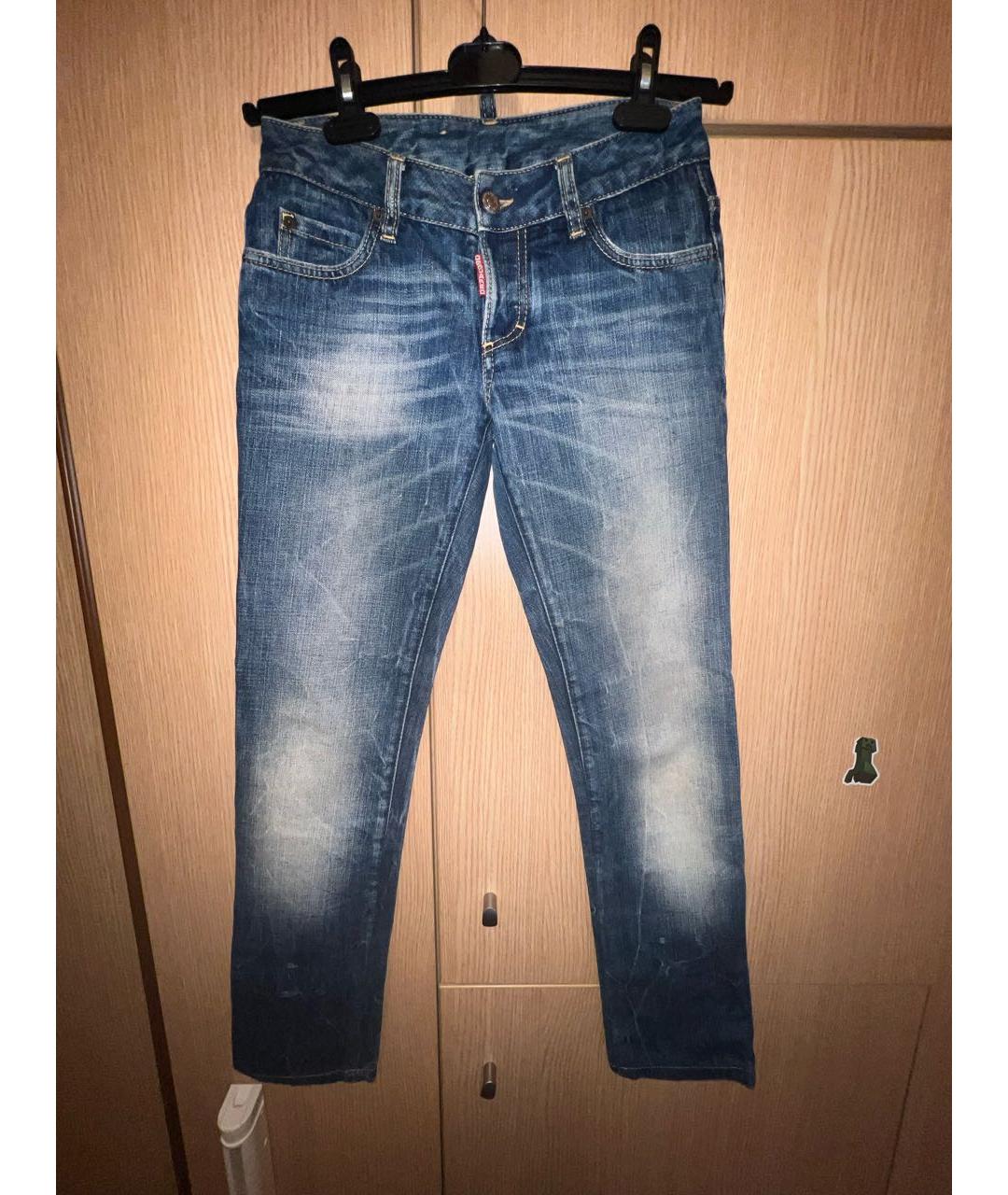 DSQUARED2 Темно-синие хлопковые прямые джинсы, фото 5