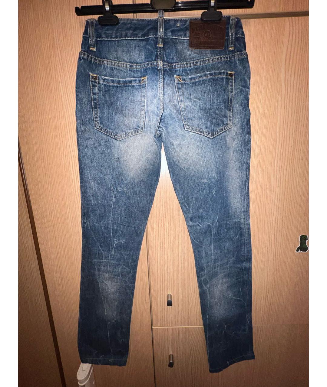 DSQUARED2 Темно-синие хлопковые прямые джинсы, фото 2