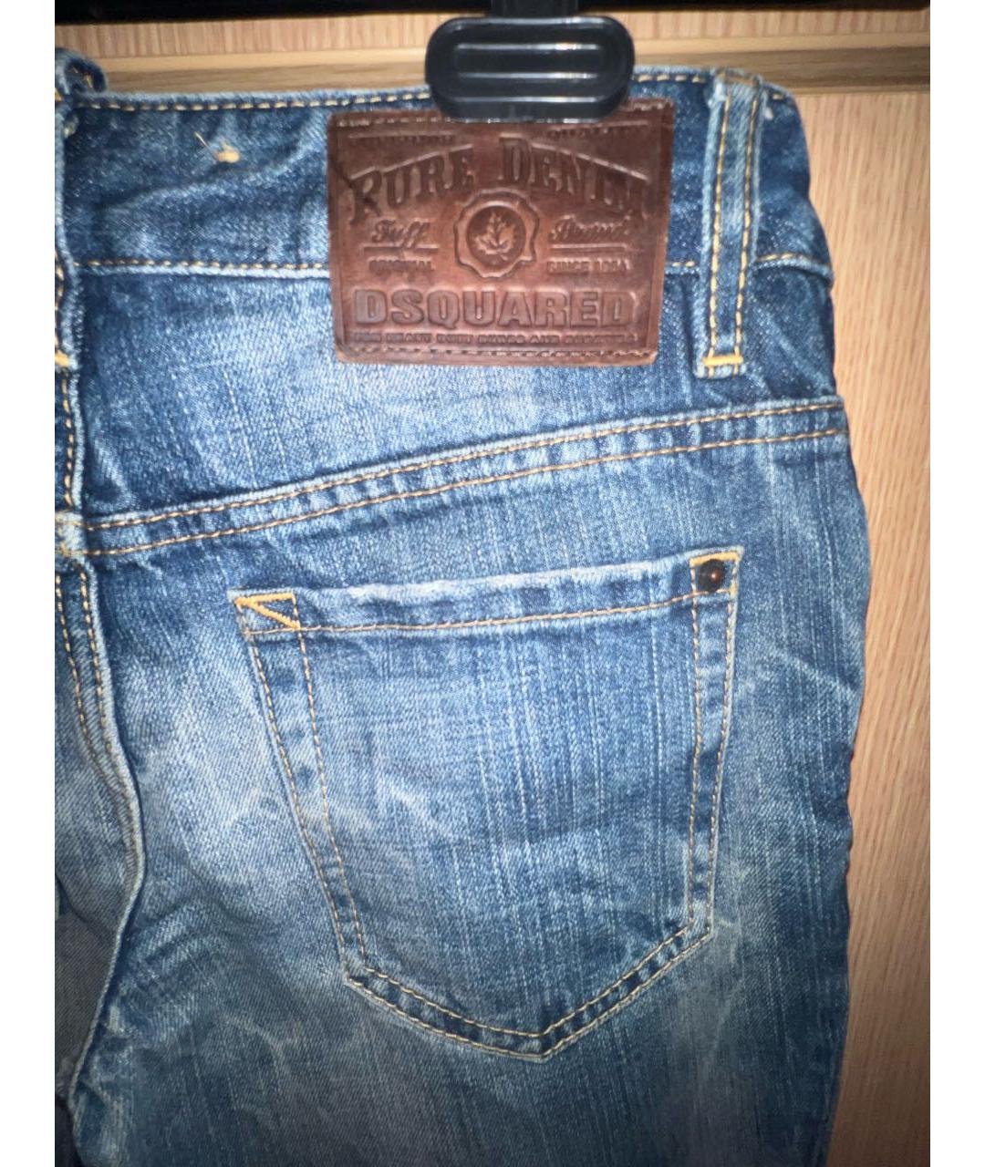 DSQUARED2 Темно-синие хлопковые прямые джинсы, фото 4