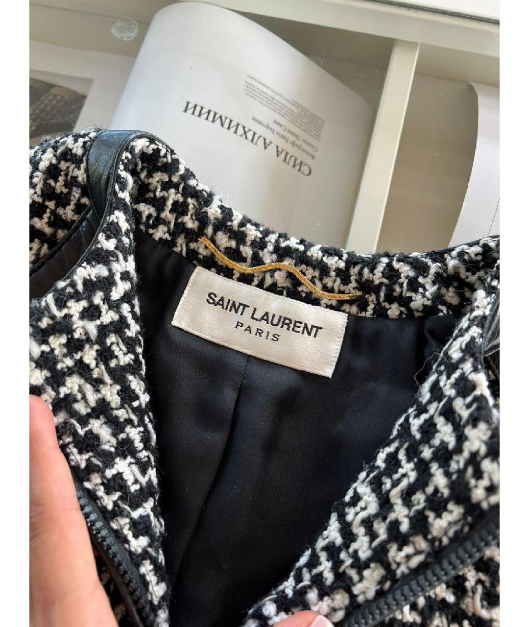 SAINT LAURENT Черное пальто, фото 4