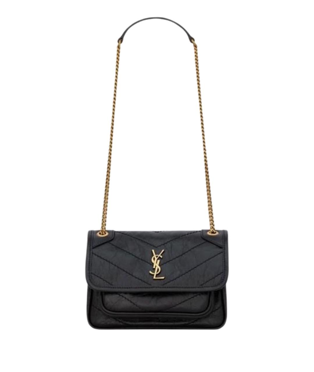 SAINT LAURENT Черная кожаная сумка через плечо, фото 1