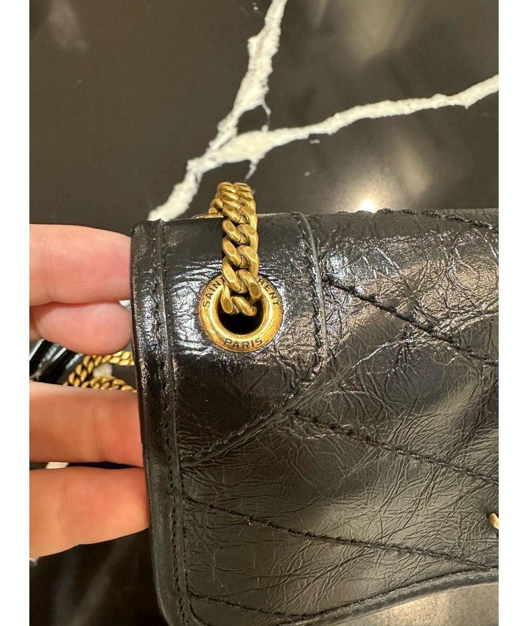 SAINT LAURENT Черная кожаная сумка через плечо, фото 6