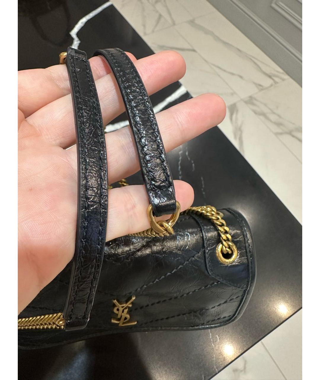 SAINT LAURENT Черная кожаная сумка через плечо, фото 5
