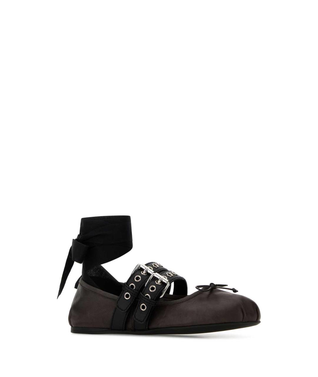 MIU MIU Коричневые кожаные балетки, фото 2