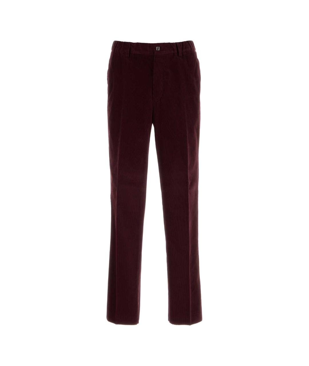 FENDI Бордовые хлопковые повседневные брюки, фото 1