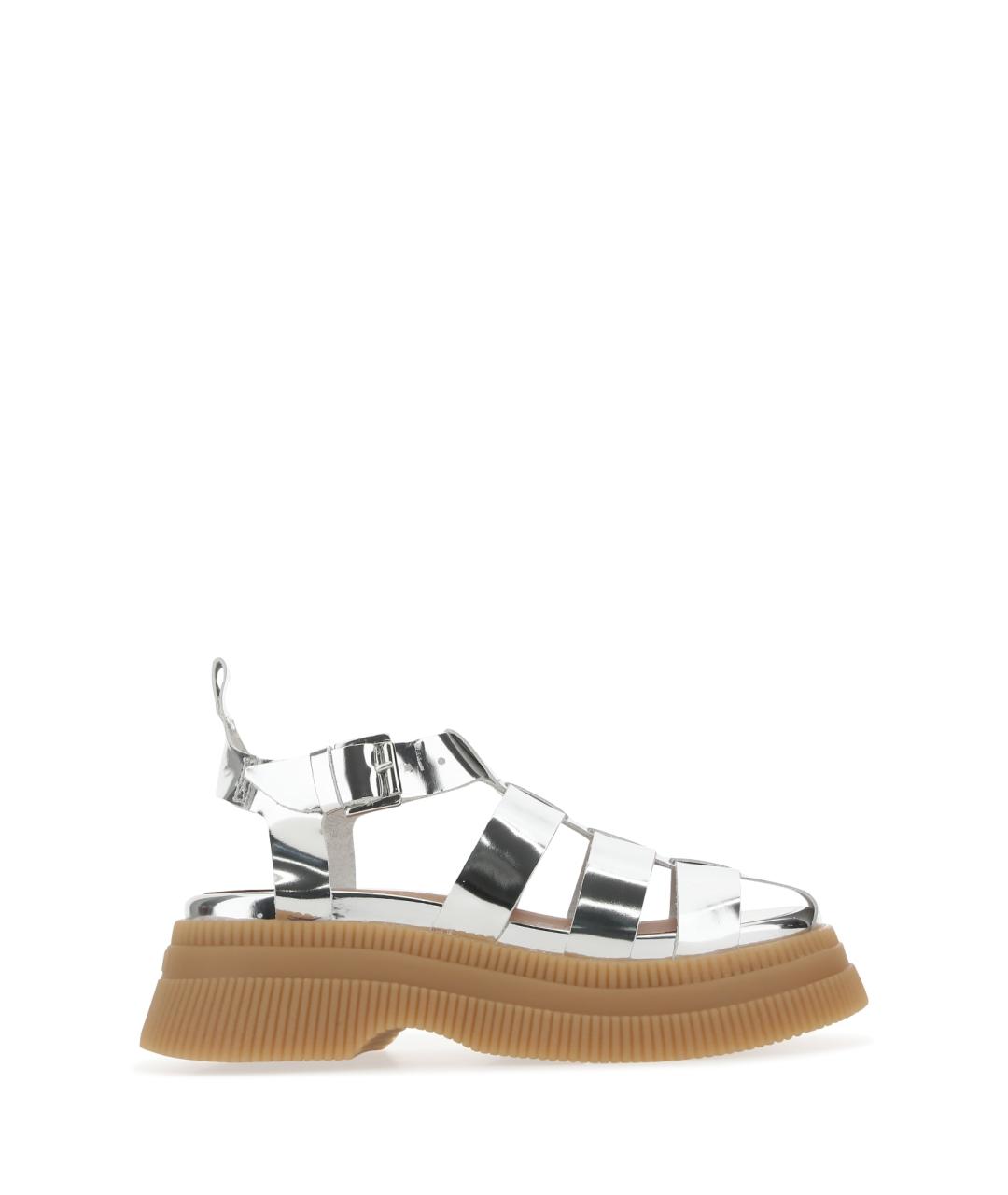 GANNI Серебряные кожаные сандалии, фото 1