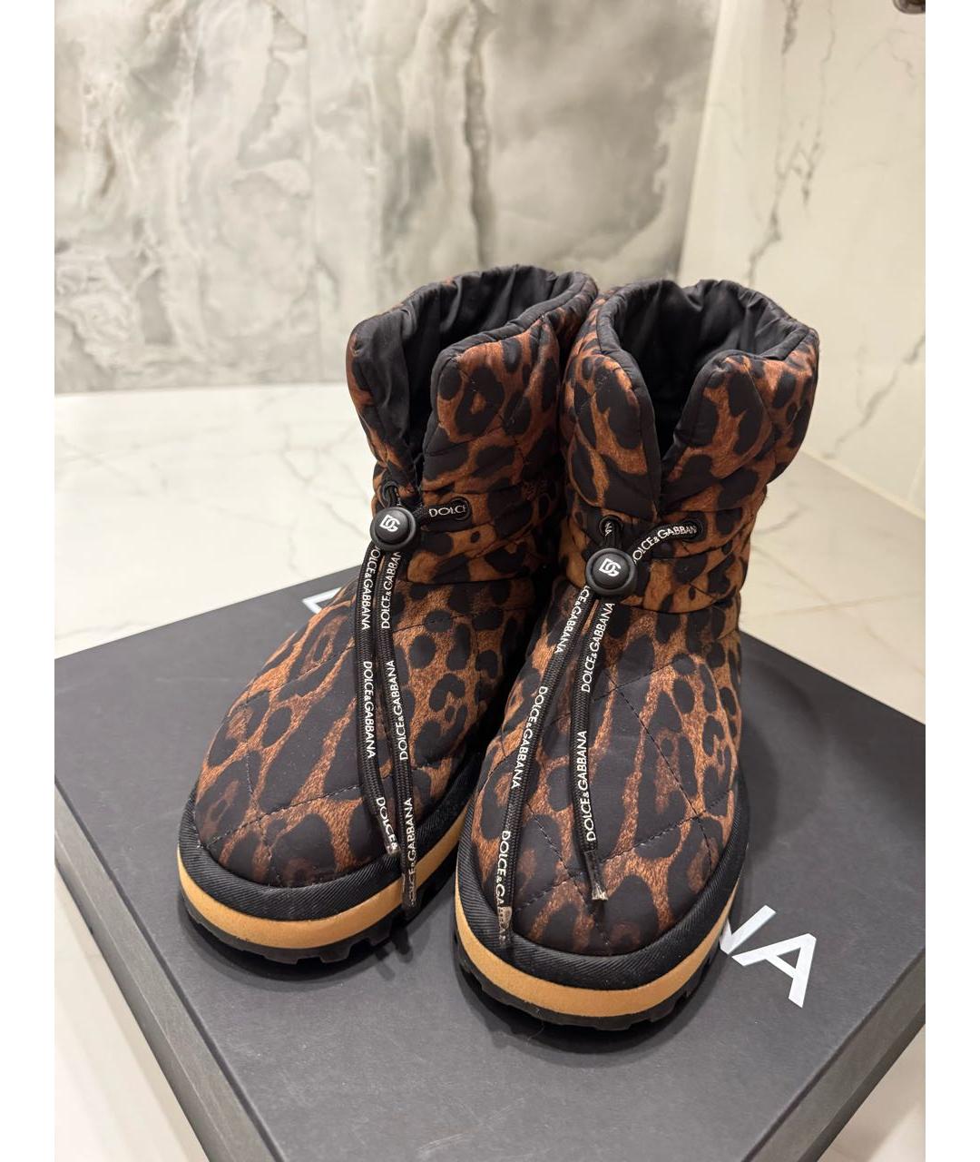 DOLCE&GABBANA Коричневые текстильные ботинки, фото 2