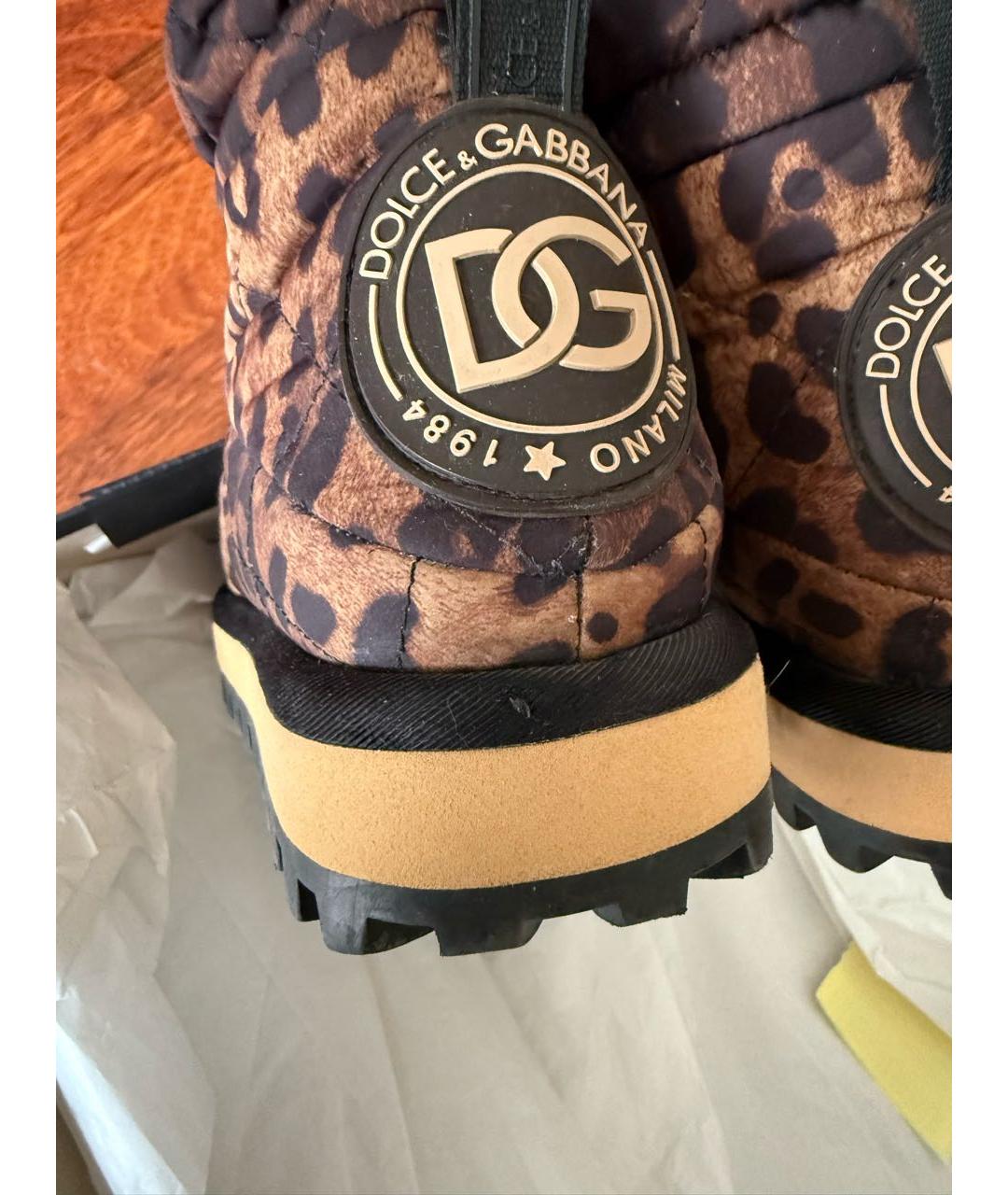 DOLCE&GABBANA Коричневые текстильные ботинки, фото 6