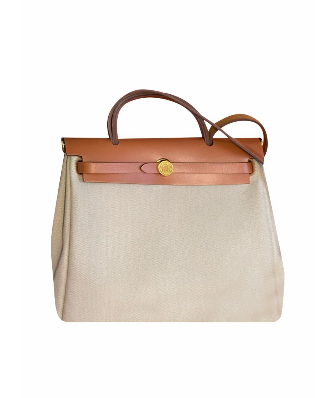 HERMES Бежевая тканевая сумка через плечо, фото 1