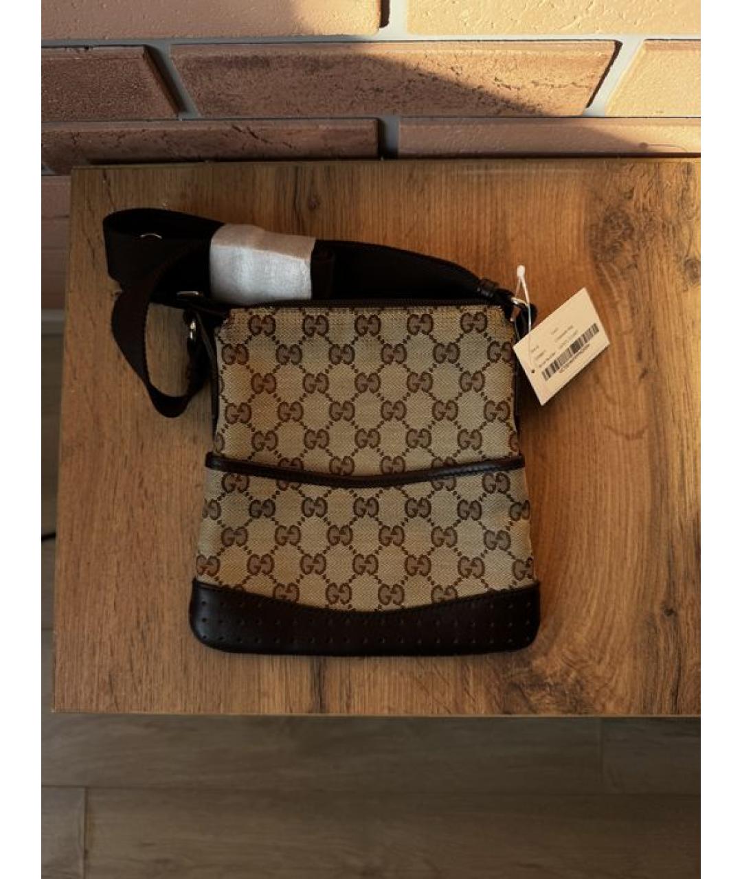 GUCCI Бежевая тканевая сумка на плечо, фото 3