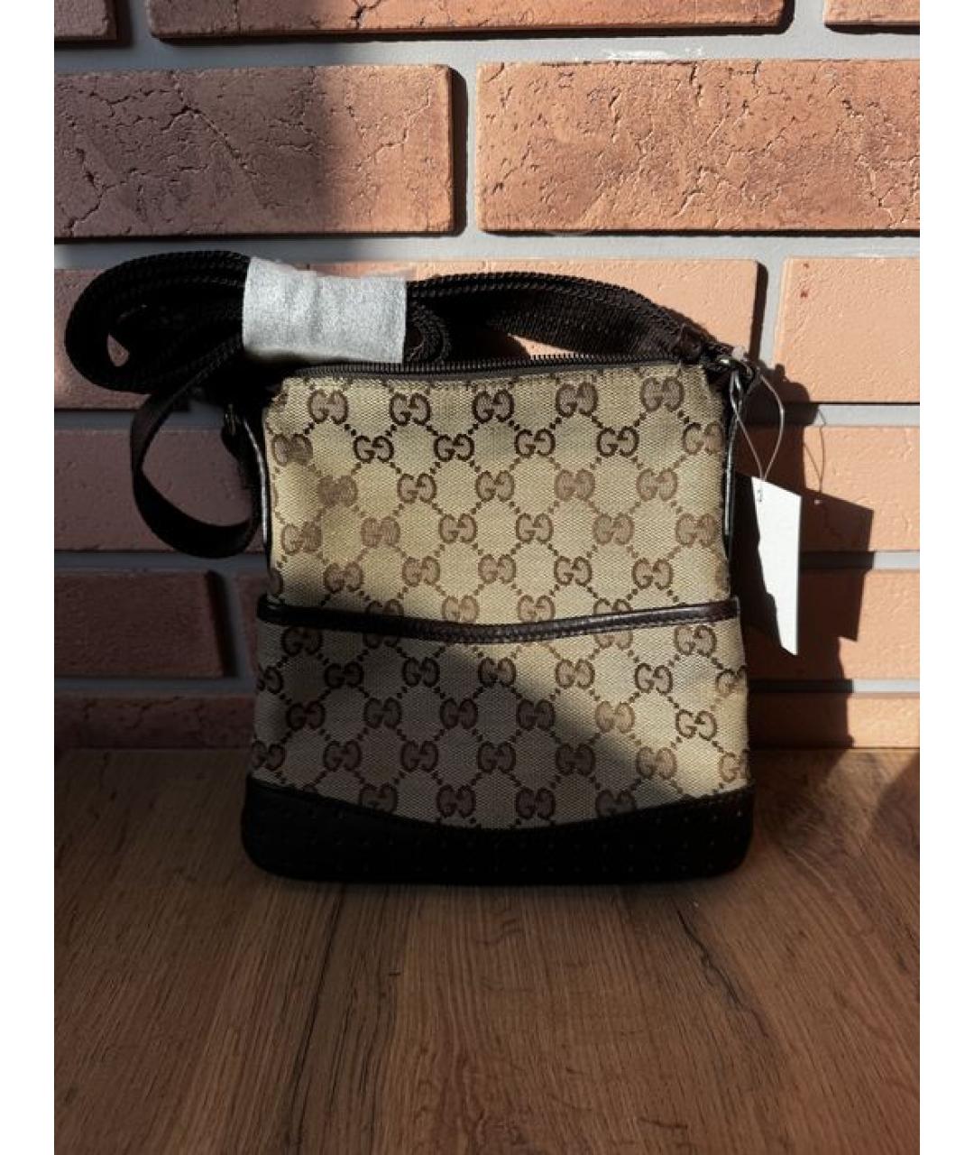 GUCCI Бежевая тканевая сумка на плечо, фото 5