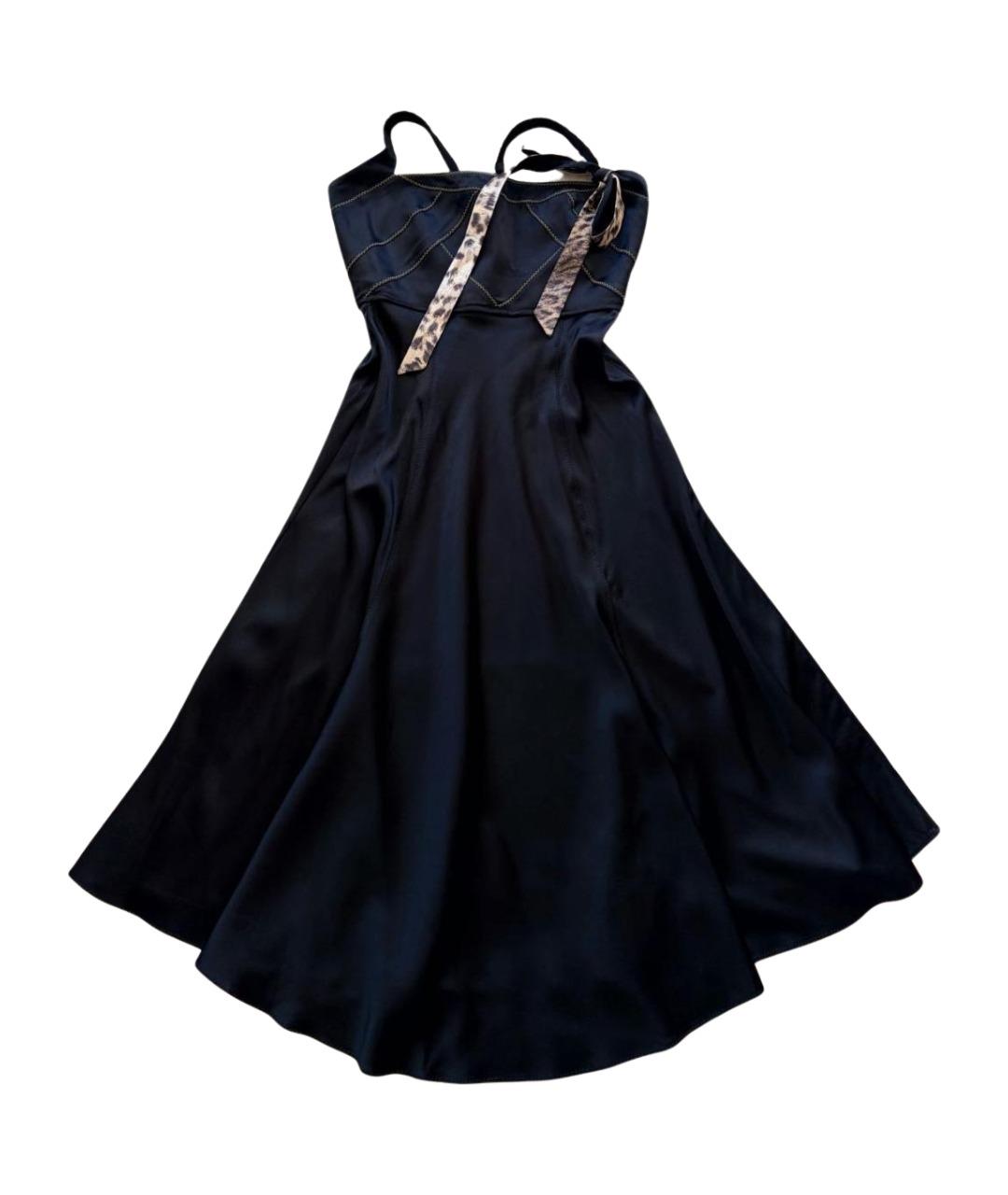 JUST CAVALLI Черное шелковое коктейльное платье, фото 1