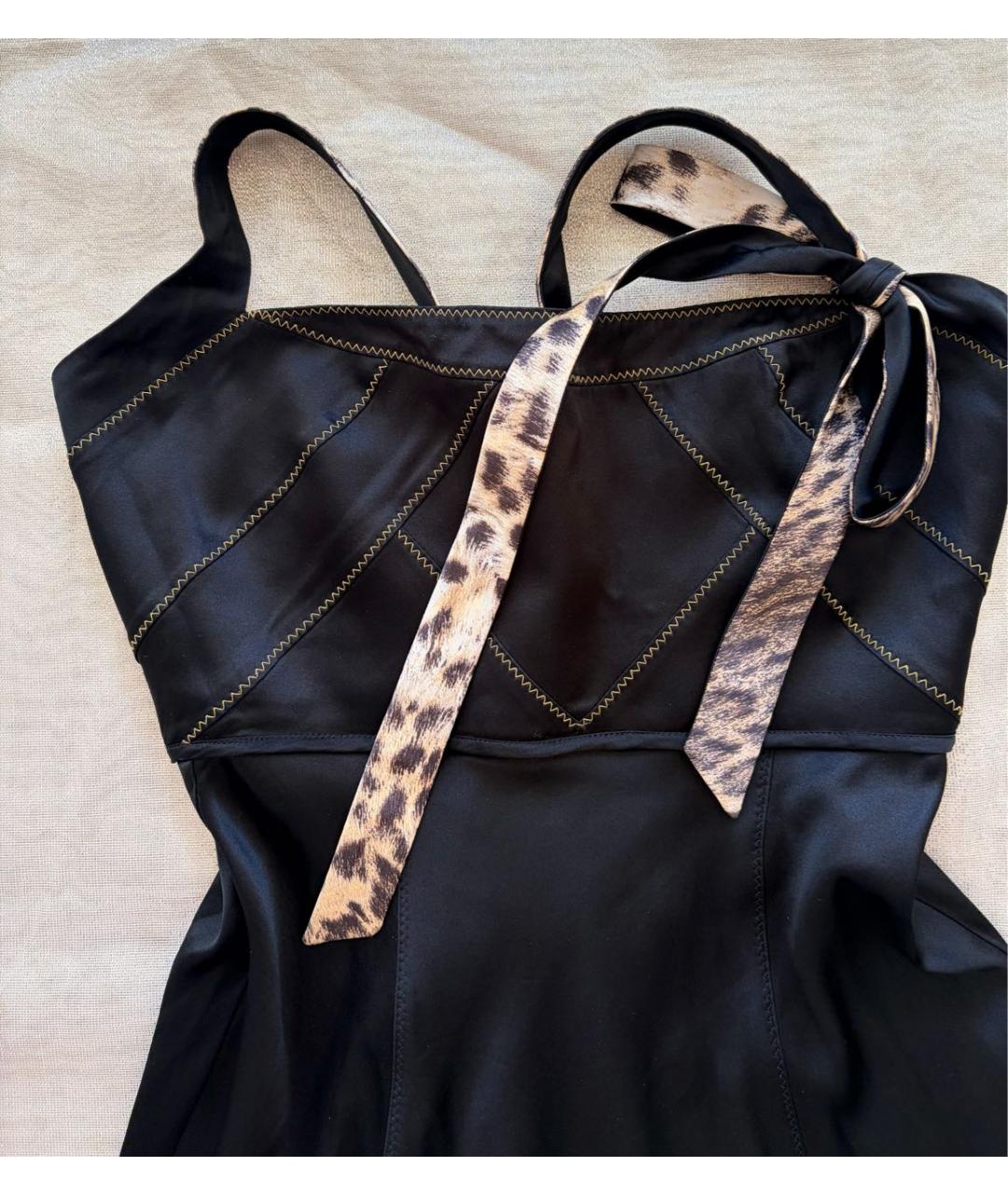 JUST CAVALLI Черное шелковое коктейльное платье, фото 4