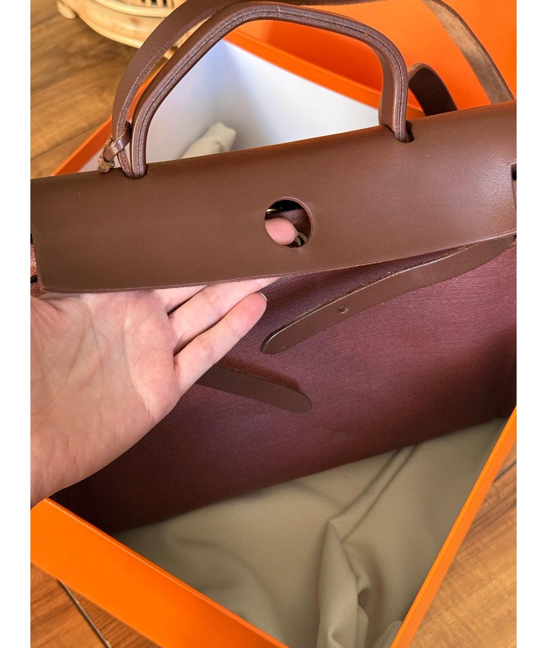 HERMES Бордовая тканевая сумка через плечо, фото 5